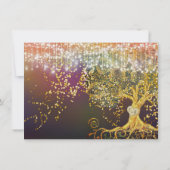 森おとぎ話パープル金ゴールド結婚式の日付を保存 招待状 (裏面)