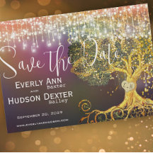 森おとぎ話パープル金ゴールド結婚式の日付を保存