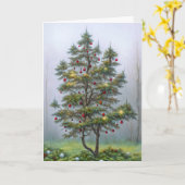 森お洒落のクリスマスデコレーションの木 カード (黄色い花)