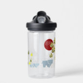 森お洒落の中の象の家族と赤い太陽 ウォーターボトル (正面)