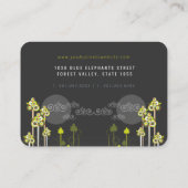 森お洒落の中の象の家族と赤い太陽 名刺 (裏面)