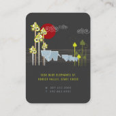 森お洒落の中の象の家族と赤い太陽 名刺 (裏面)