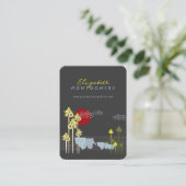 森お洒落の中の象の家族と赤い太陽 名刺 (スタンド正面)