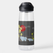 森お洒落の木の太陽のかわいい象の家族 ウォーターボトル (背面)