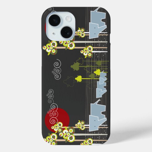 森お洒落の木の太陽のかわいい象の家族 Case-Mate iPhoneケース (裏面)