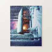 森お洒落の素朴小さな丸太小屋 ジグソーパズル (縦)