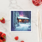 森お洒落の素朴小さな丸太小屋 スタンダードカクテルナプキン (インサイチュ)