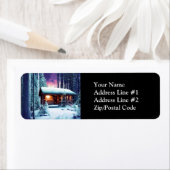 森お洒落の素朴小さな丸太小屋 ラベル (インサイチュ)