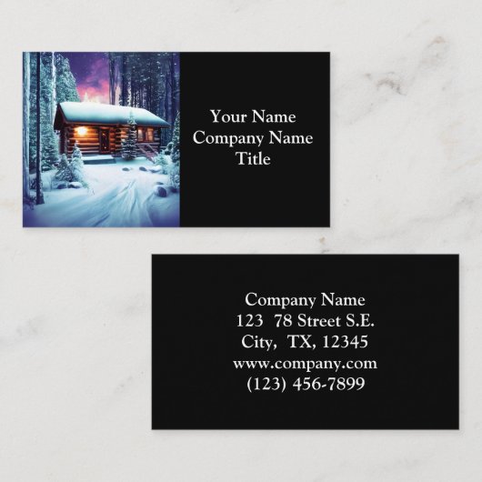 森お洒落の素朴小さな丸太小屋 名刺 (正面/裏面)