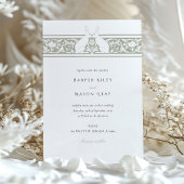 森お洒落をテーマにした結婚ウサギのモチーフ 招待状