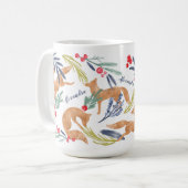 森お洒落キツネ水彩フェスティバル葉 コーヒーマグカップ (正面左)