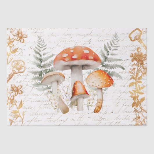 森お洒落キノコのヴィンテージ文字の切り離し 薄葉紙 (正面)