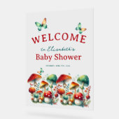 森お洒落キノコ赤ちゃんシャワーへようこそ アクリルサイン (傾斜)