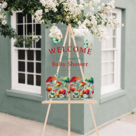 森お洒落キノコ赤ちゃんシャワーへようこそ アクリルサイン