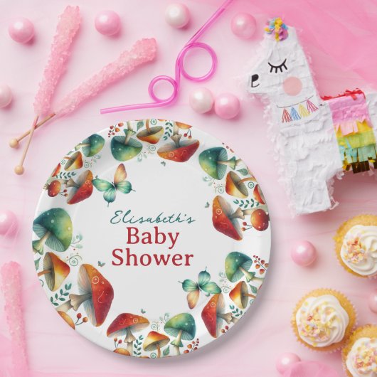 森お洒落キノコ赤ちゃんシャワー紙プレート ペーパープレート (パーティー)