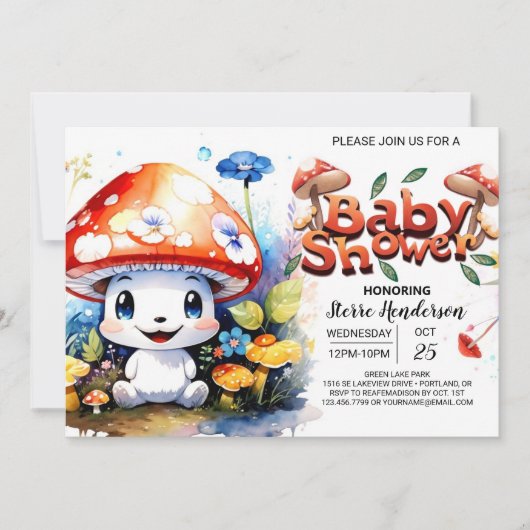 森お洒落ファンタジー赤ちゃんシャワー 招待状 (正面)