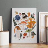 森お洒落マッシュルーム水カラーイラストレーション ポスター