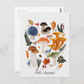 森お洒落マッシュルーム水カラーイラストレーション ポストカード (正面/裏面)