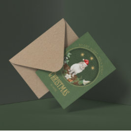 森お洒落動物クリスマス 箔グリーティングカード