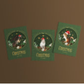 森お洒落動物クリスマス 箔グリーティングカード