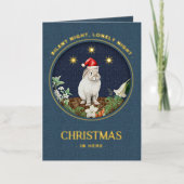 森お洒落動物クリスマス 箔グリーティングカード (正面)