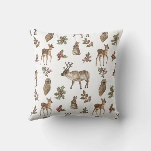 森お洒落林の動物の緑のパターン クッション (裏面)