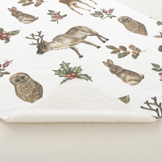 森お洒落林の動物の緑のパターン シェルパブランケット (3/4)