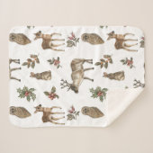 森お洒落林の動物の緑のパターン シェルパブランケット (正面(横))