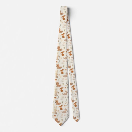 森お洒落林の動物の緑のパターン ネクタイ (正面)