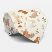 森お洒落林の動物の緑のパターン ネクタイ (ロール)