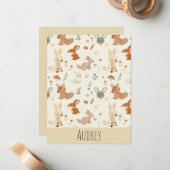 森お洒落林の動物の緑のパターン ノートカード (正面/裏面インサイチュ)