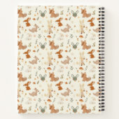 森お洒落林の動物の緑のパターン ノートブック (裏面)