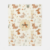 森お洒落林の動物の緑のパターン フリースブランケット (正面)