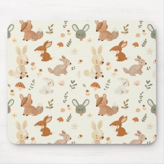 森お洒落林の動物の緑のパターン マウスパッド (正面)