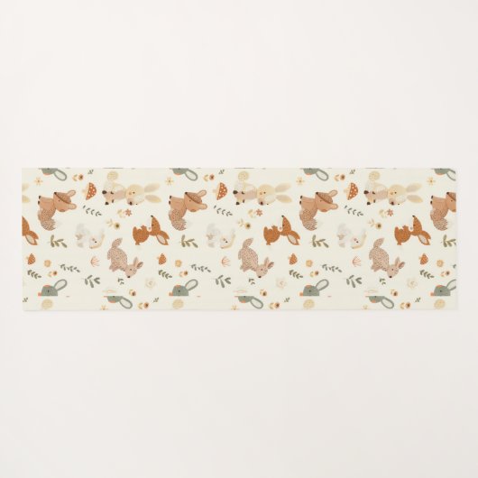 森お洒落林の動物の緑のパターン ヨガマット (裏面(横))