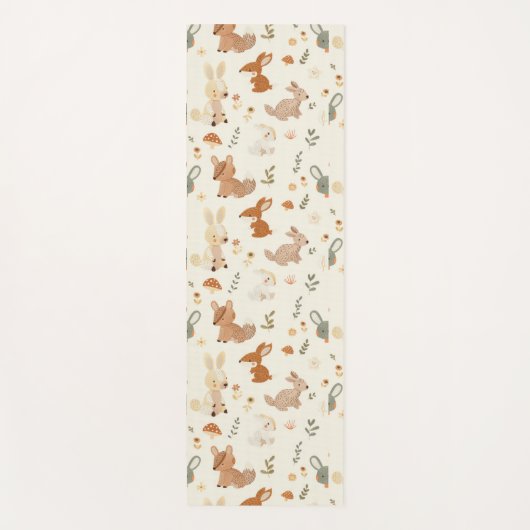 森お洒落林の動物の緑のパターン ヨガマット (正面)