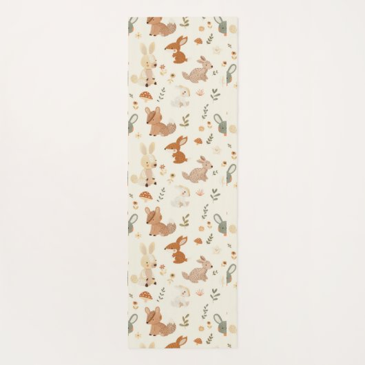 森お洒落林の動物の緑のパターン ヨガマット (裏面)