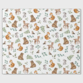 森お洒落林の動物の緑のパターン ラッピングペーパー (フラット)