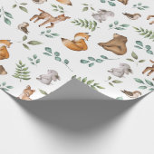 森お洒落林の動物の緑のパターン ラッピングペーパー (角)