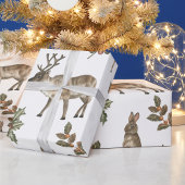 森お洒落林の動物の緑のパターン ラッピングペーパー