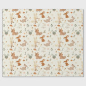 森お洒落林の動物の緑のパターン ラッピングペーパー (フラット)