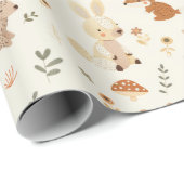 森お洒落林の動物の緑のパターン ラッピングペーパー (ロールコーナー)