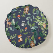 森お洒落林の動物の緑 ラウンドクッション (裏面)