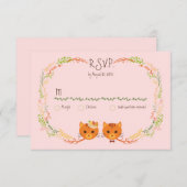 森お洒落猫(赤面)ウェディングRSVP 出欠カード (正面/裏面)