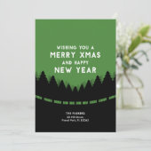 森からの緑と黒のトレンディークリスマス カード (スタンド正面)
