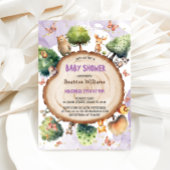 森かわいい動物の水の色ベビーガールシャワー 招待状