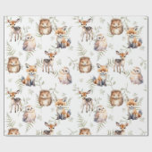 森かわいい赤ちゃん動物の水色 ラッピングペーパー (フラット)