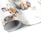 森かわいい赤ちゃん動物の水色 ラッピングペーパー (ロールコーナー)