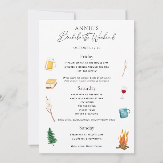 森でのブライズメイドパーティー招待状 招待状 (裏面)