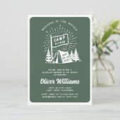 森でのレトロな独身パーティウィークエンド | 緑 招待状 (スタンド正面)